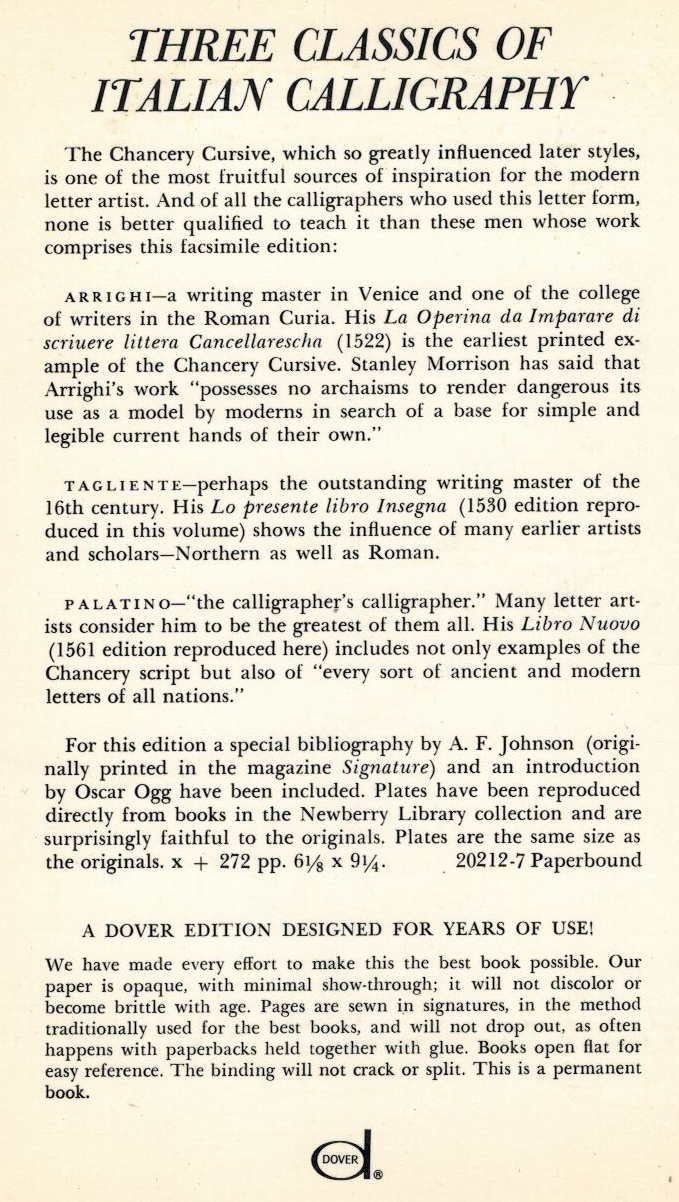 Three Classics Of Italian Calligraphy,New