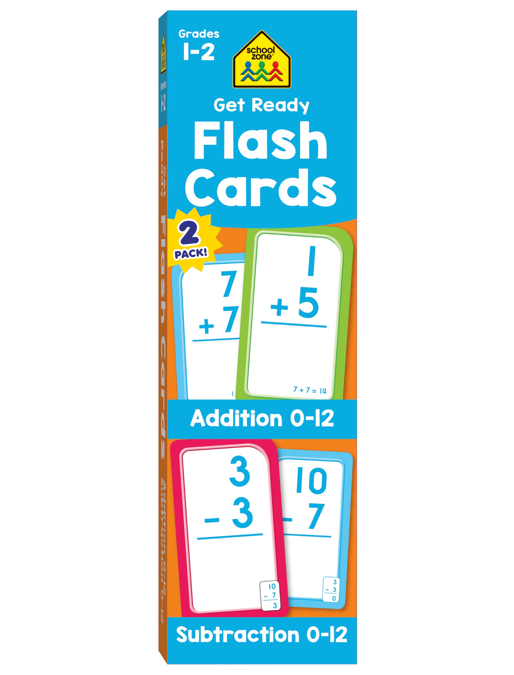 School Zone Get Ready Flash Cards Addition & Subtraction 2 Pack Ages 6 to 7, 1st Grade, 2nd Grade, Addition, Subtraction, Ea,New