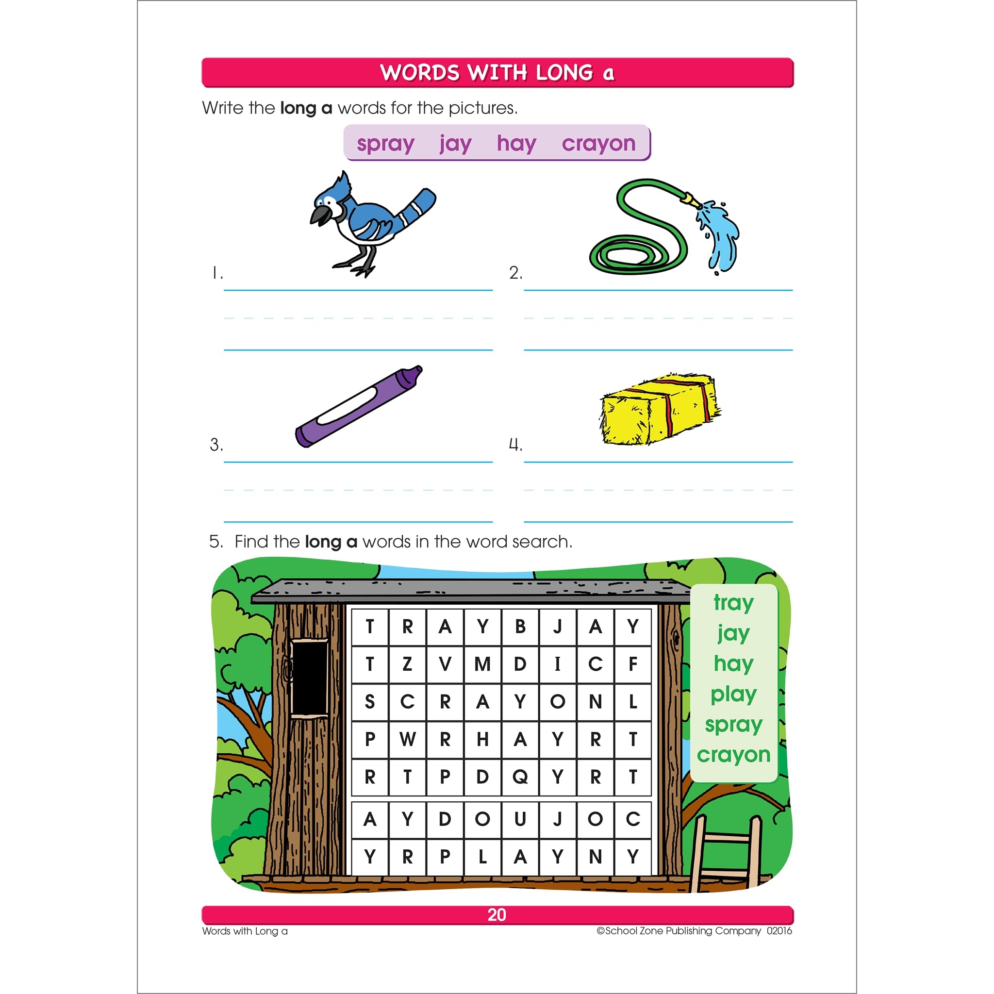 School Zone Spelling Puzzles Workbook 32 Pages, Ages 6 To 8, 1St Grade, Word Recognition, Pronunciation, Combination Sounds,,Used