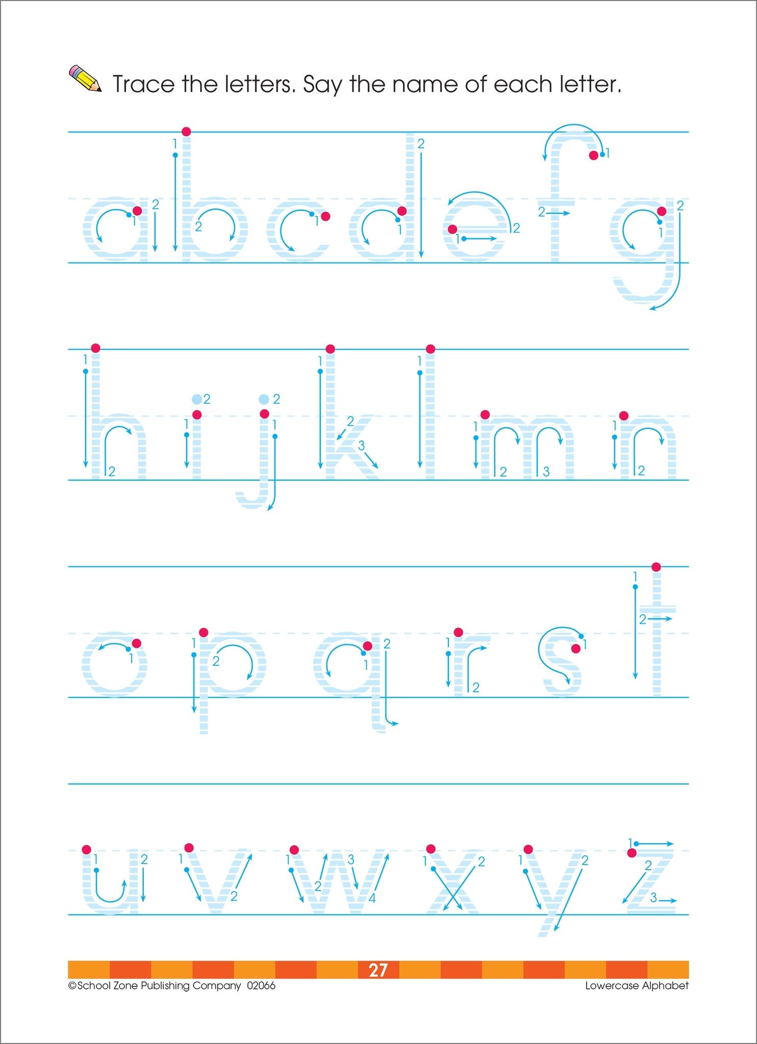 School Zone Lowercase Alphabet Workbook 32 Pages, Ages 3 To 5, Preschool To Kindergarten, Abc'S, Letters, Tracing, Printing,,Used