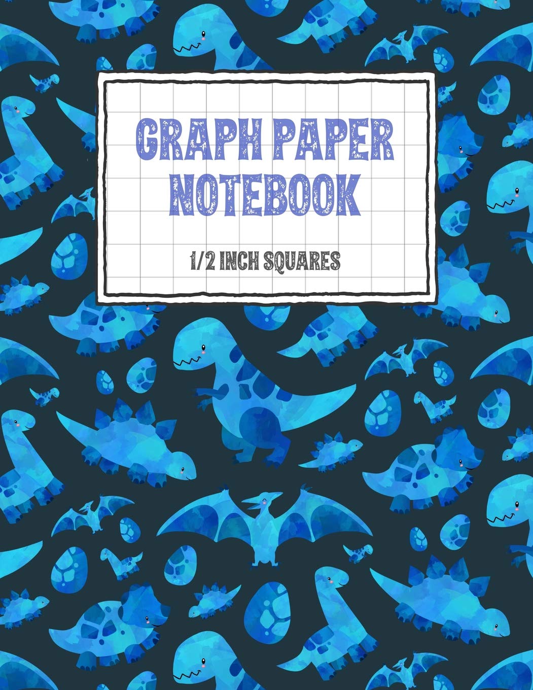 Graph Paper Notebook 1/2 Inch Squares: Dinosaur Themed 0.50