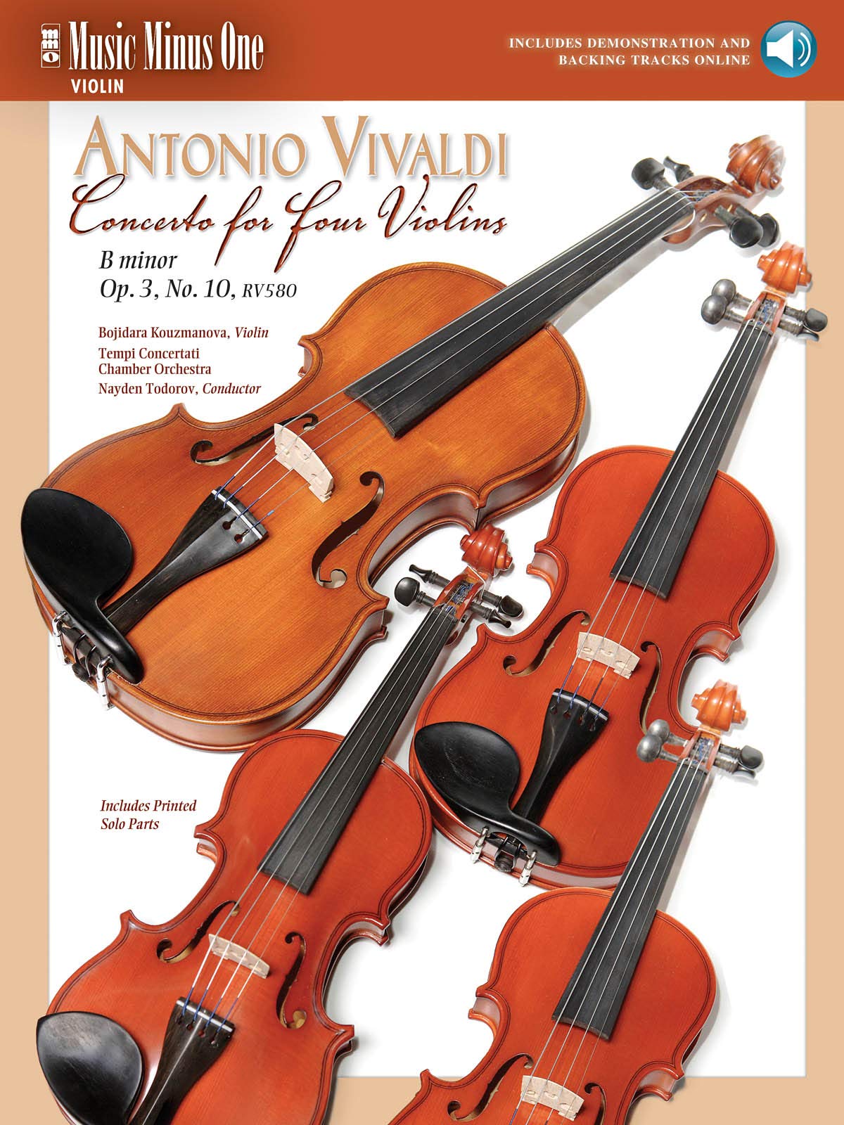 Vivaldi Concerto for Four Violins in B minor, Op. 3, No. 10, RV580: Music Minus One Violin,Used