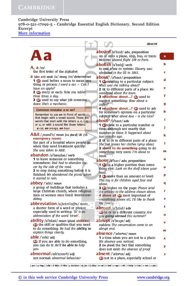 Cambridge Essential English Dictionary by Cambridge University Press - Comprehensive Language Resource for Students and Professionals