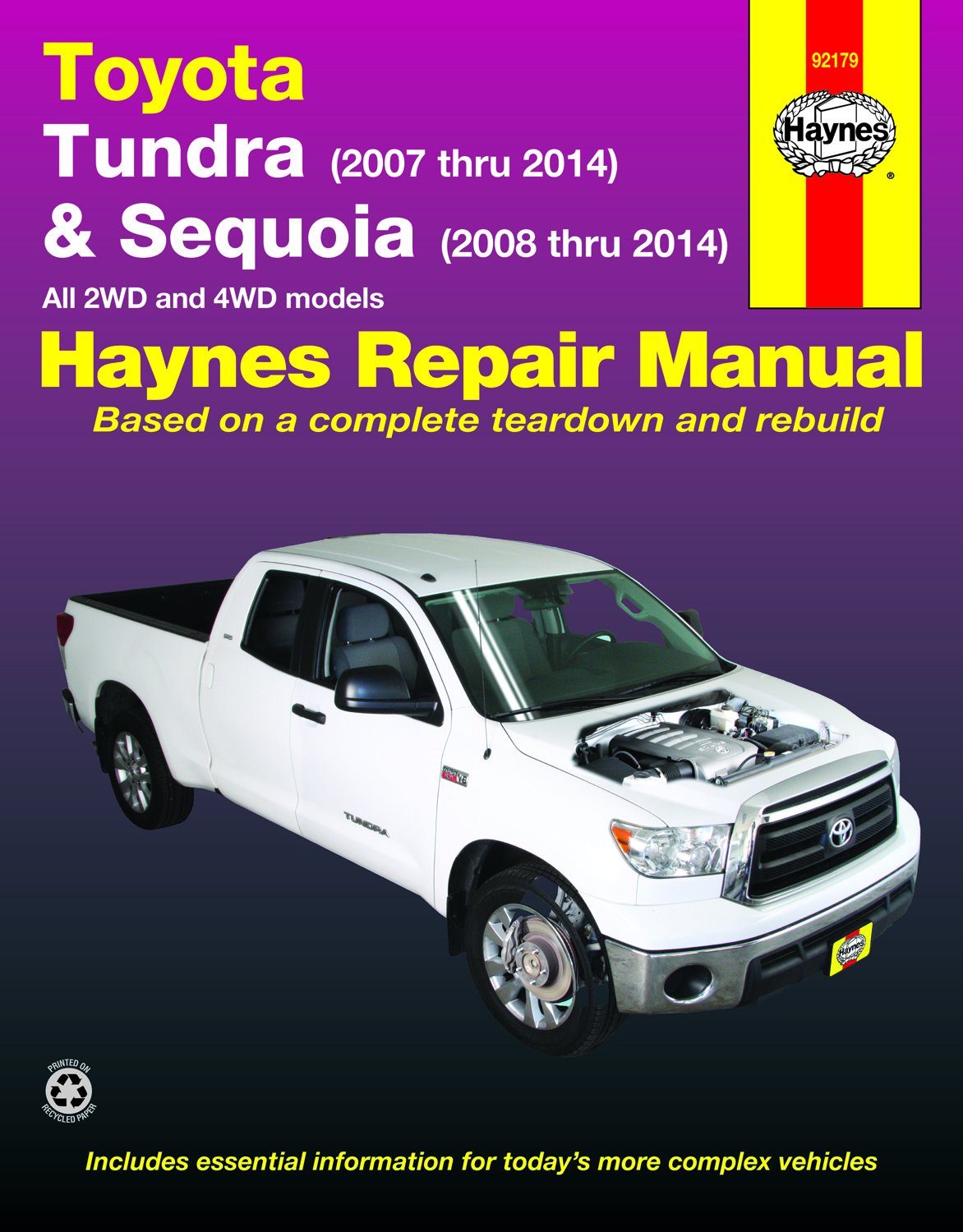 Toyota Tundra (2007 thru 2014) & Sequoia (2008 thru 2014): All 2WD and 4WD models (Haynes Repair Manual),Used