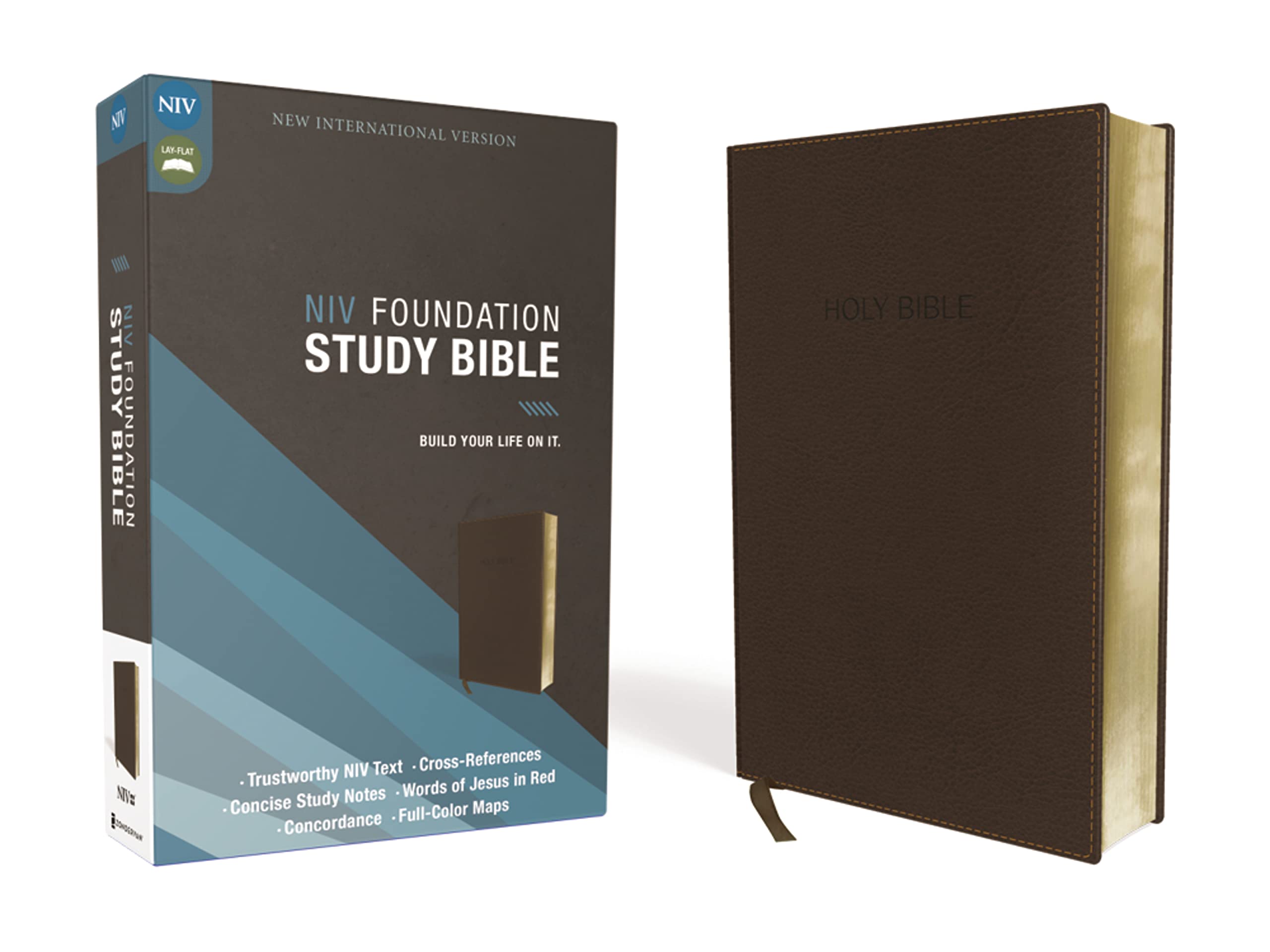 NIV, Foundation Study Bible, Leathersoft, Brown, Red Letter,New