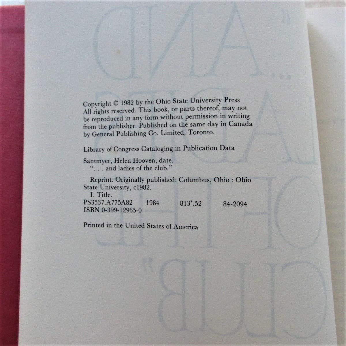 And Ladies of the Club,Used
