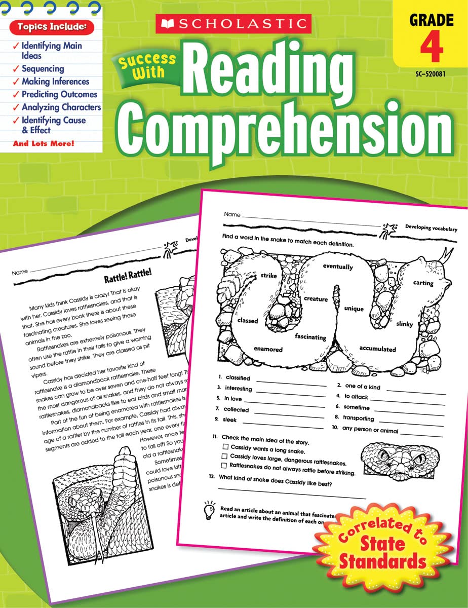 Scholastic Success With: Reading Comprehension Workbook, Grade 4,Used