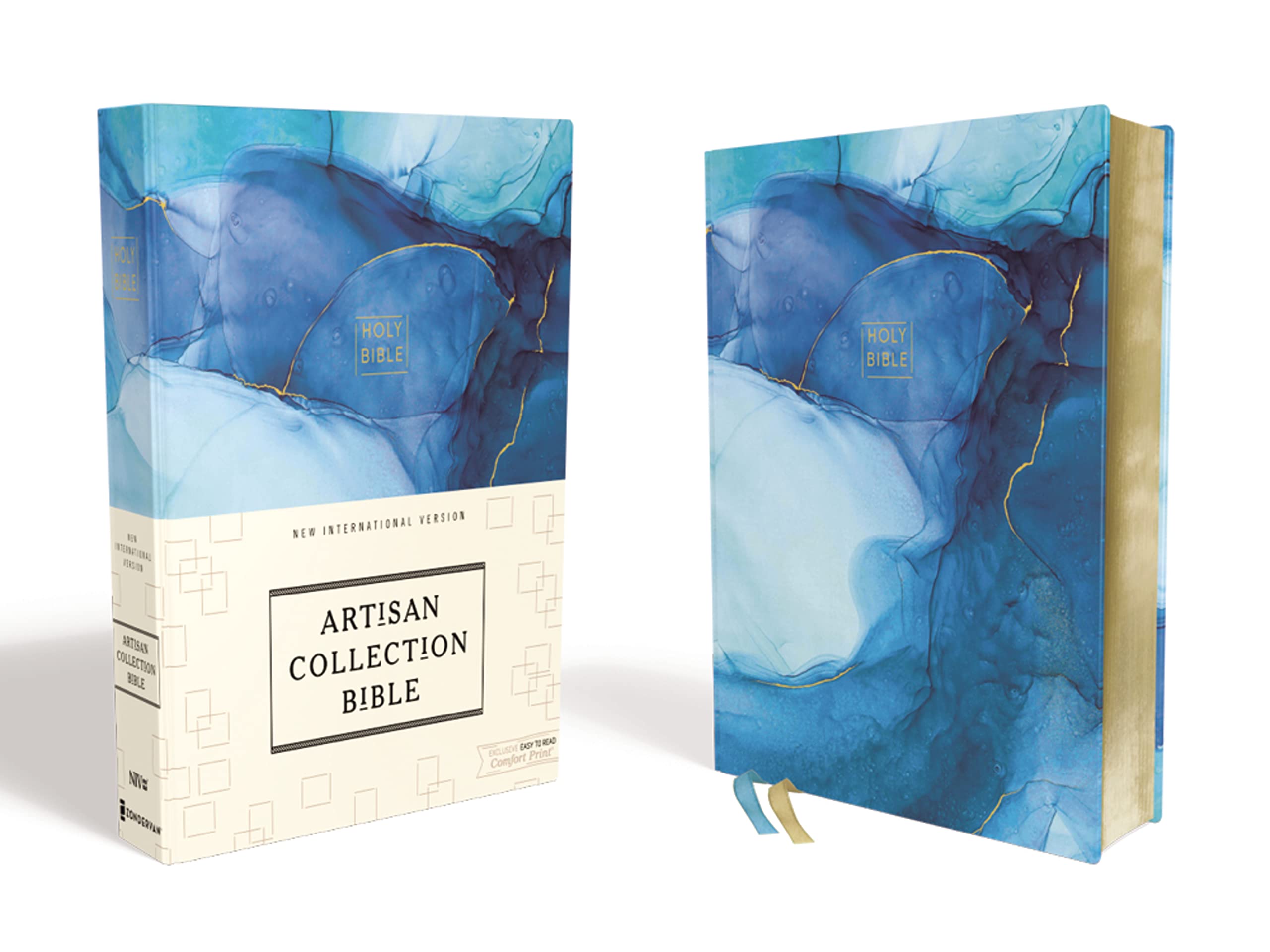 NIV, Artisan Collection Bible, Cloth over Board, Blue, Art Gilded Edges, Red Letter, Comfort Print,New