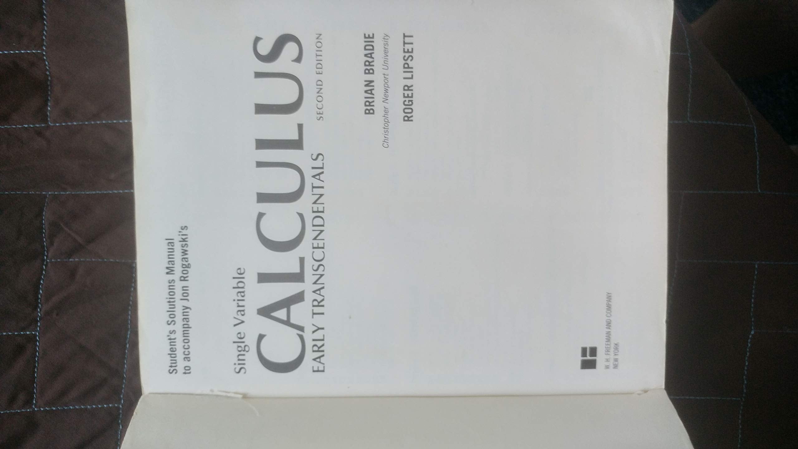 Single Variable Calculus, Early Transcendentals Student's Solutions Manual,Used