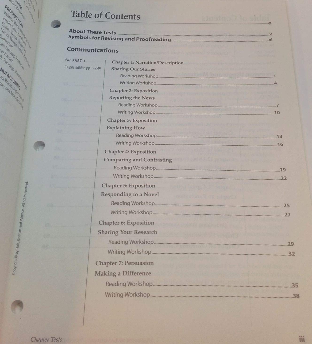 Chapter Tests: Elements of Language Introductory Course,Used