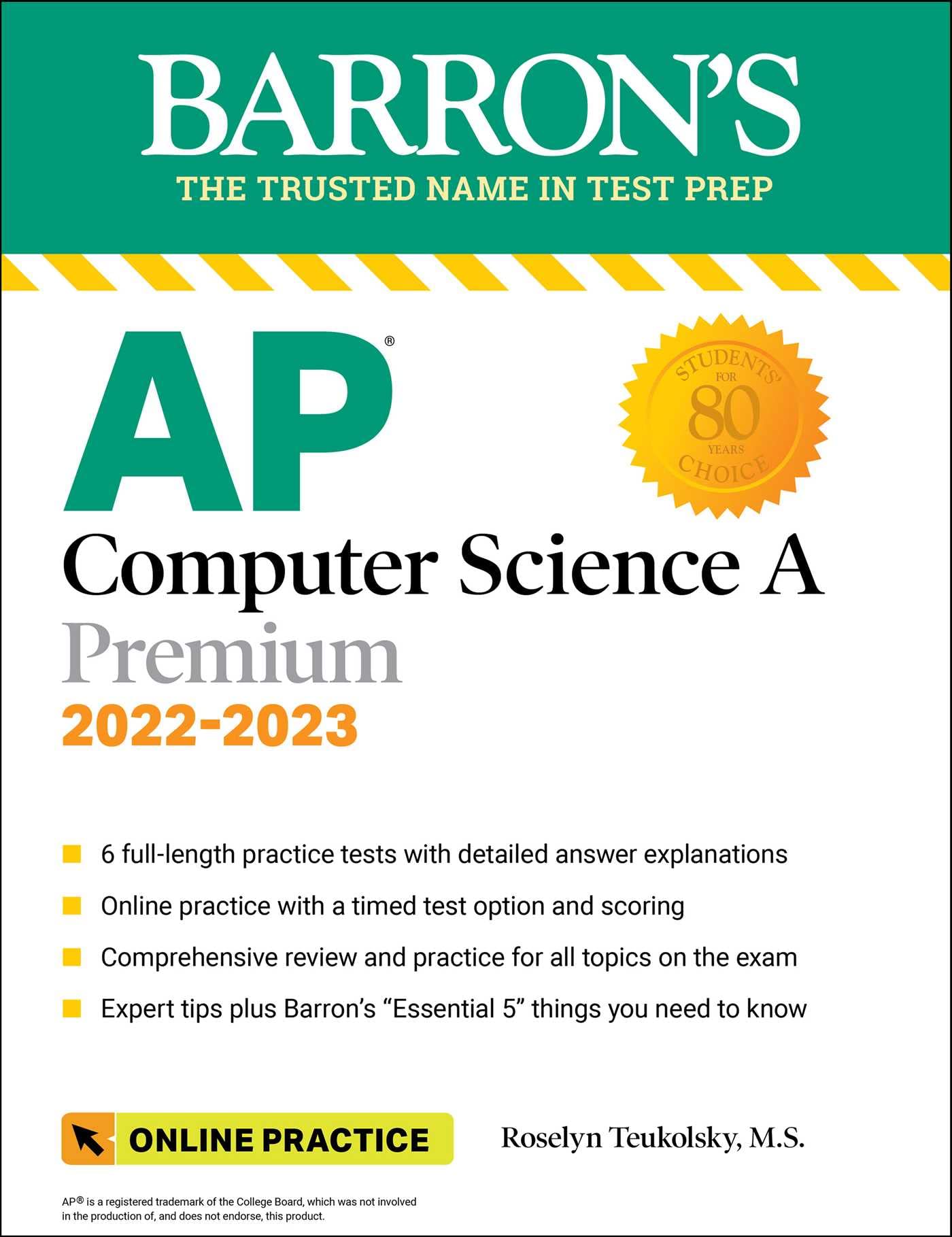AP Computer Science A Premium, 20222023: Comprehensive Review with 6 Practice Tests + an Online Timed Test Option (Barrons AP),Used