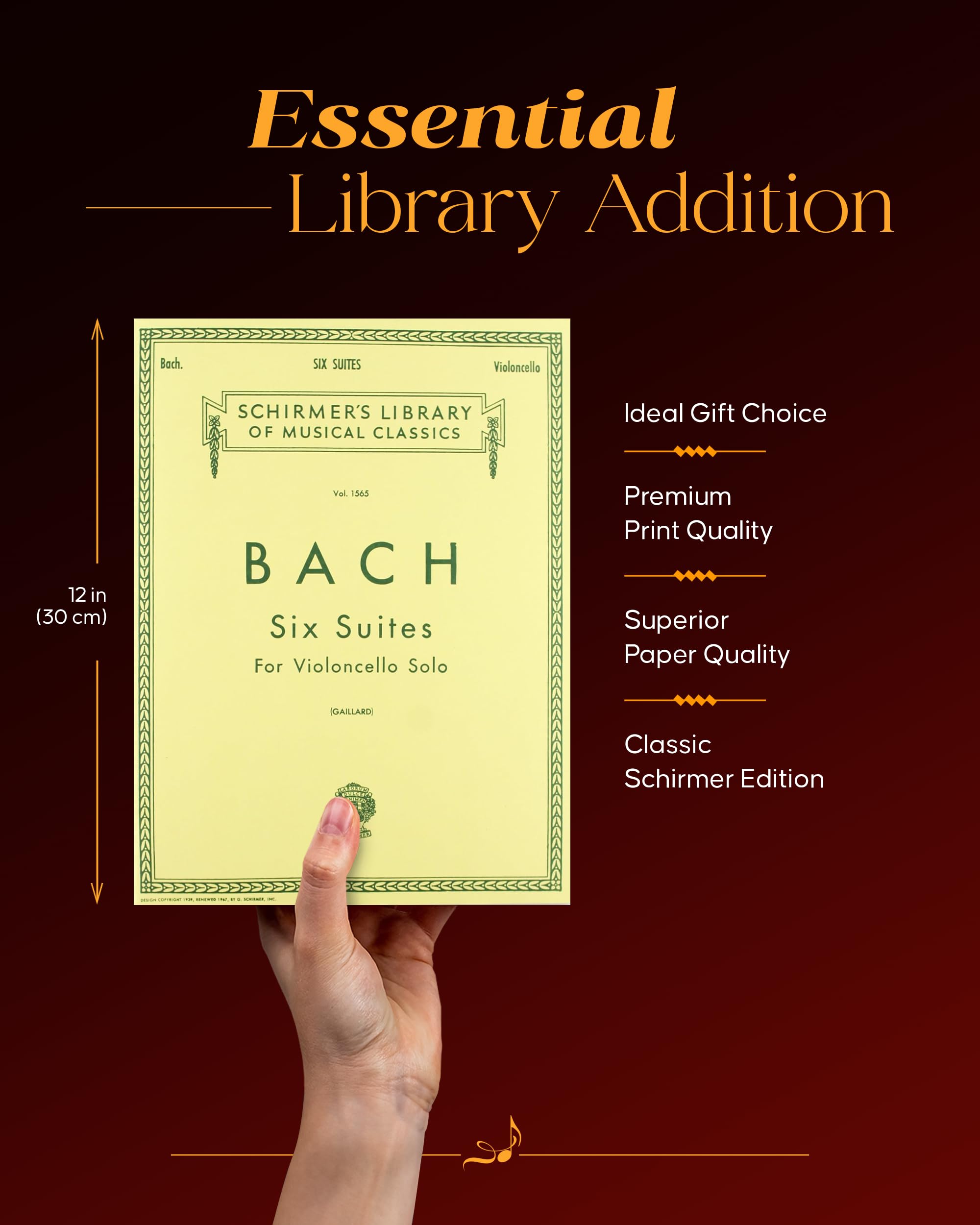 6 Suites for Violoncello Solo Bach Cello Suites Book: Schirmer Library of Classics Volume 1565,New