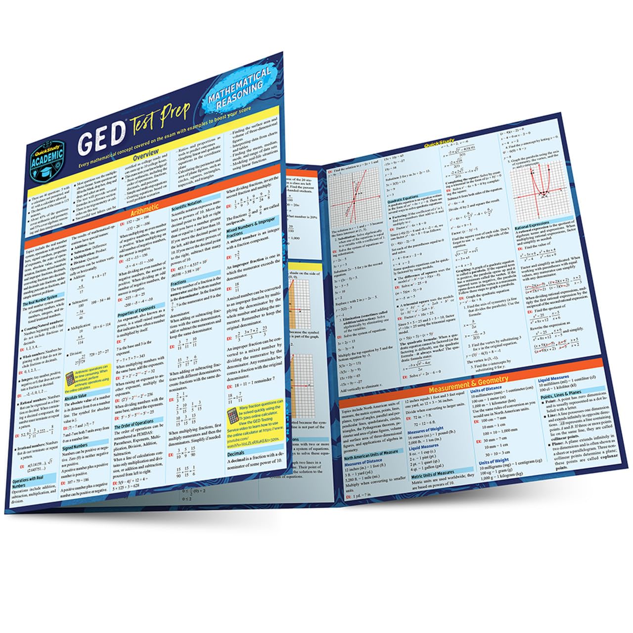 GED Test Prep Mathematical Reasoning: a QuickStudy Laminated Reference Guide (Quick Study Academic),Used