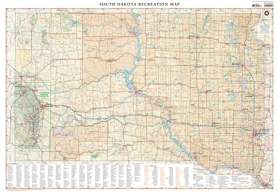 South Dakota Recreation Map (Benchmark Maps),Used