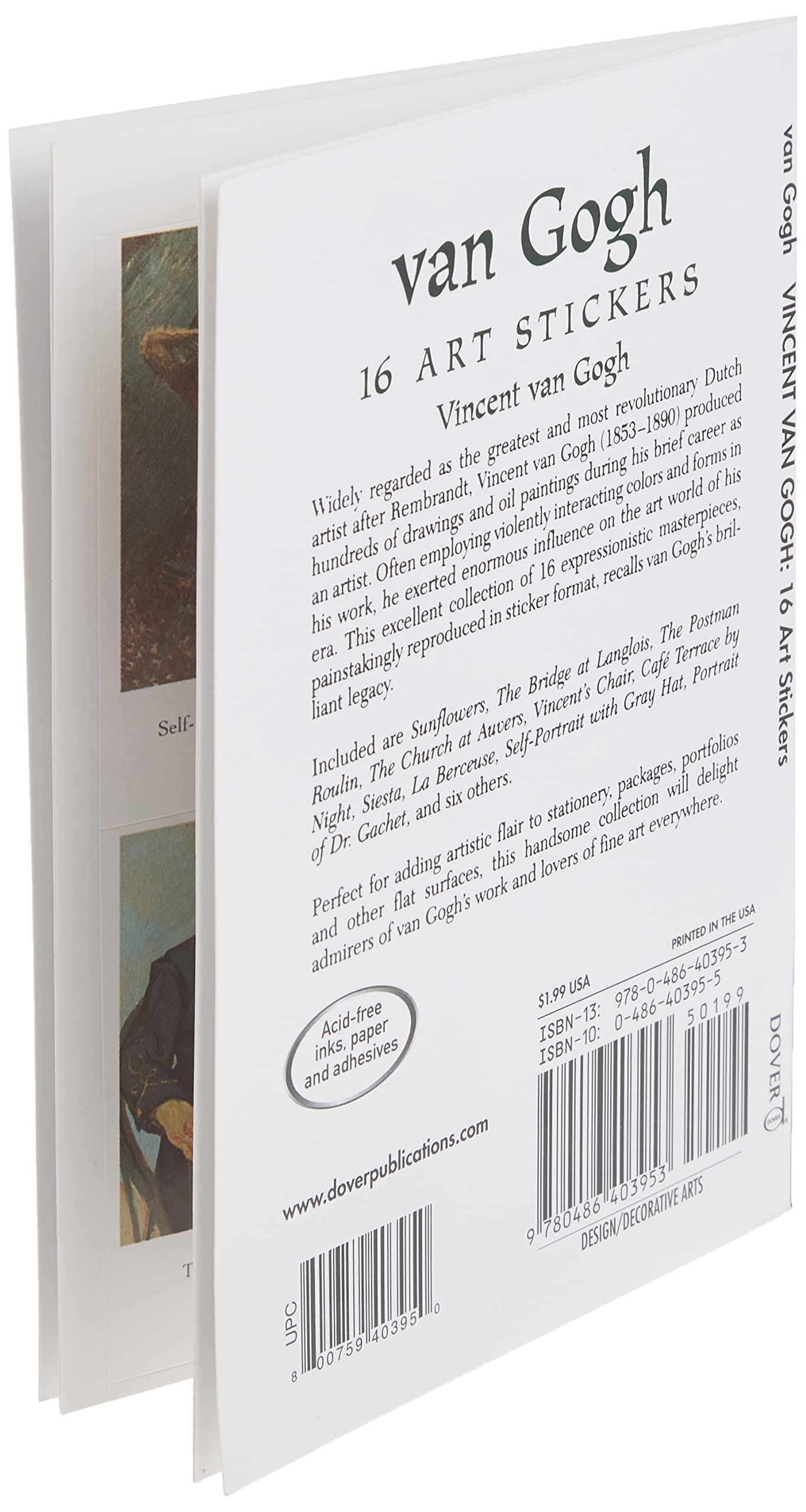 Van Gogh: 16 Art Stickers (Dover Art Stickers),New