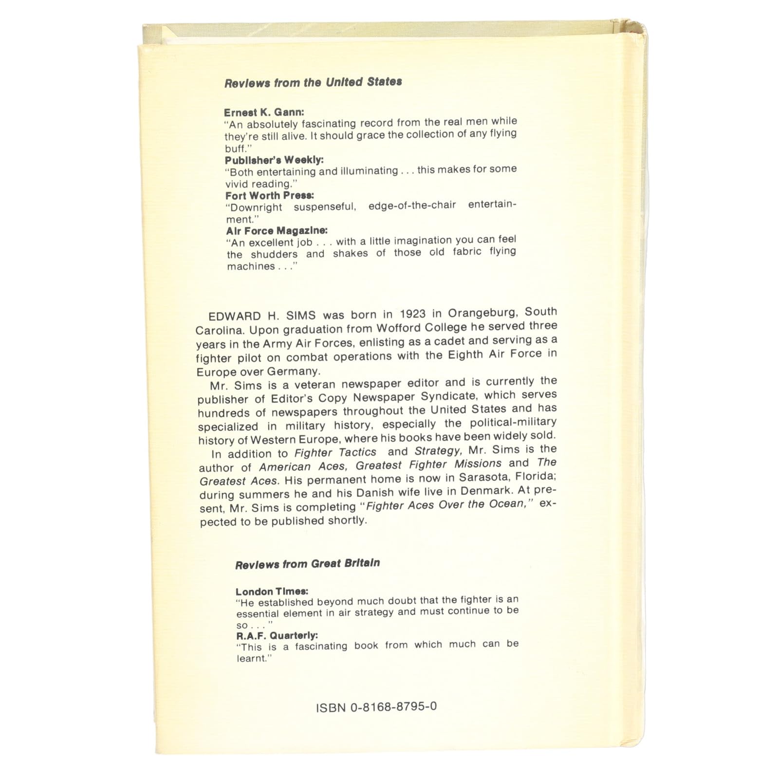 Fighter Tactics and Strategy, 19141970,Used