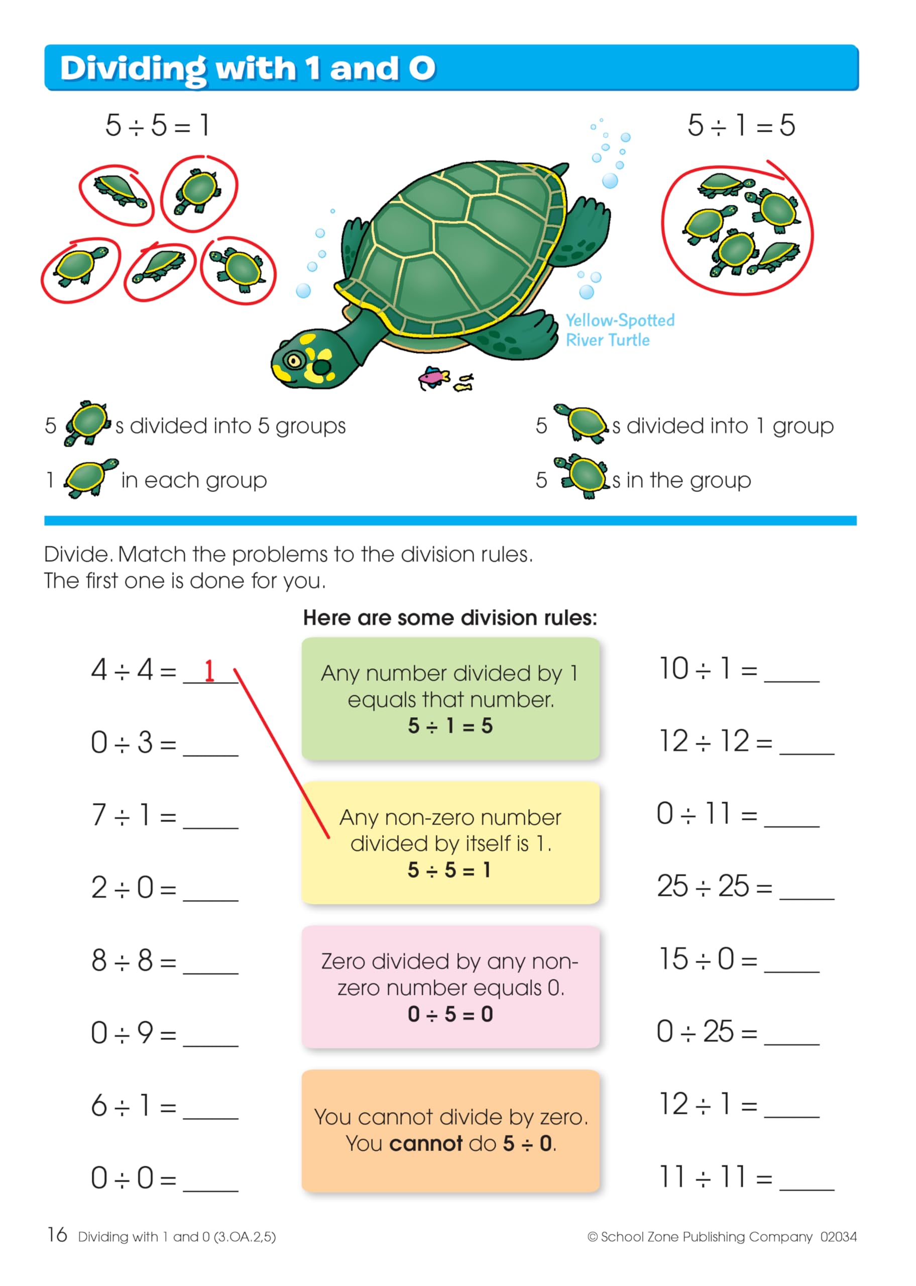 School Zone Multiplication & Division Workbook 32 Pages, Ages 8 To 10, 3Rd Grade, 4Th Grade, Estimation, Word Problems, And,Used