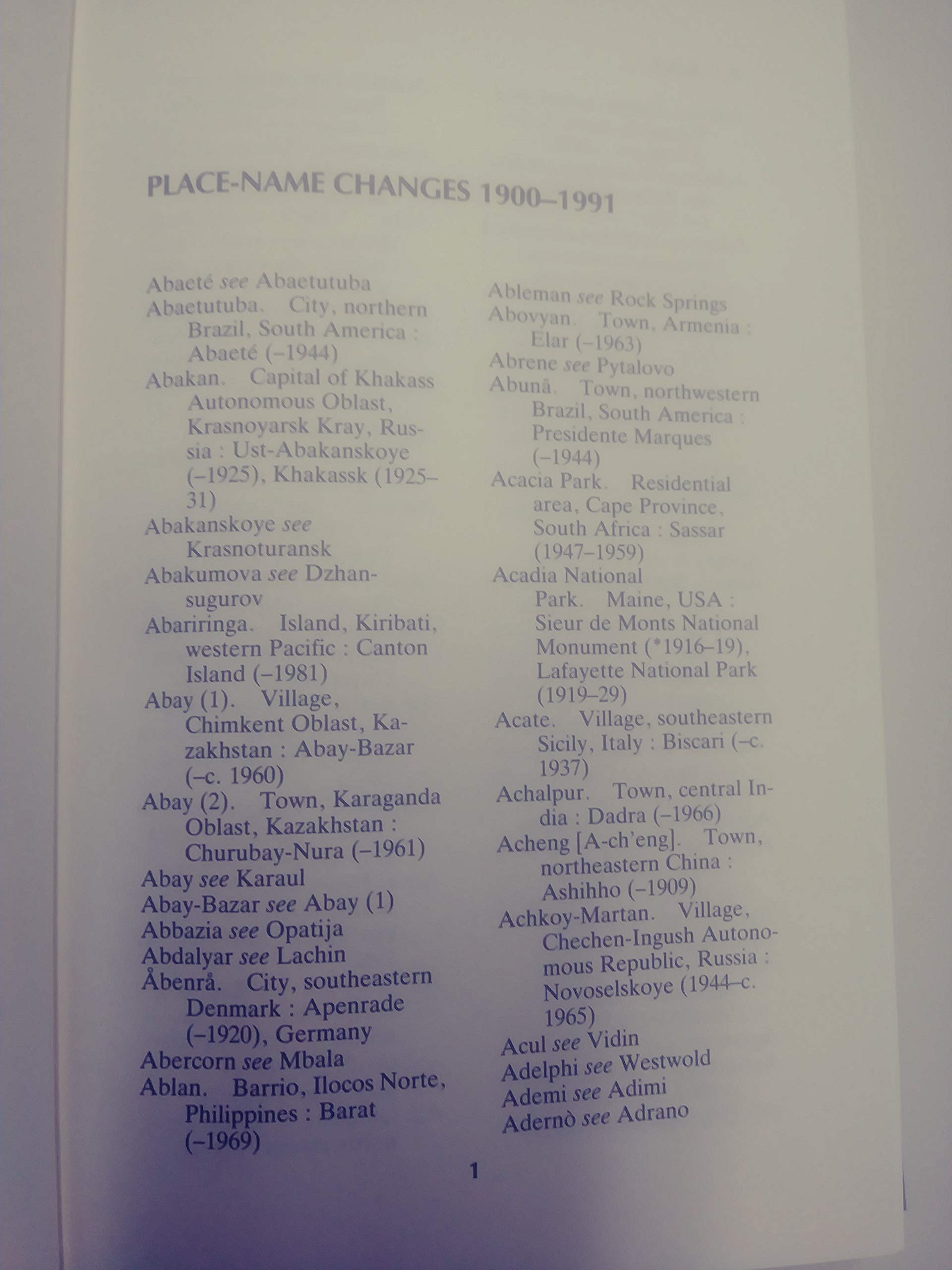 PlaceName Changes, 19001991,Used