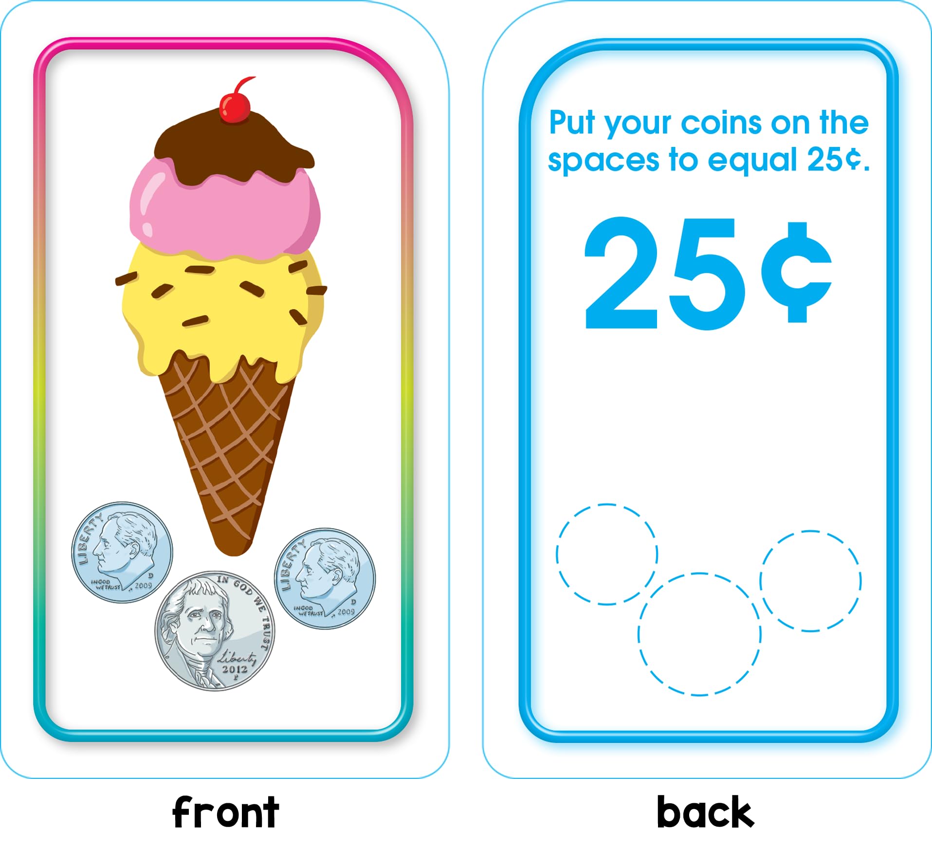 School Zone Time & Money Flash Cards Ages 6 and Up, 1st Grade, 2nd Grade, Telling Time, Reading Clocks, Counting Coins, Coin,Used