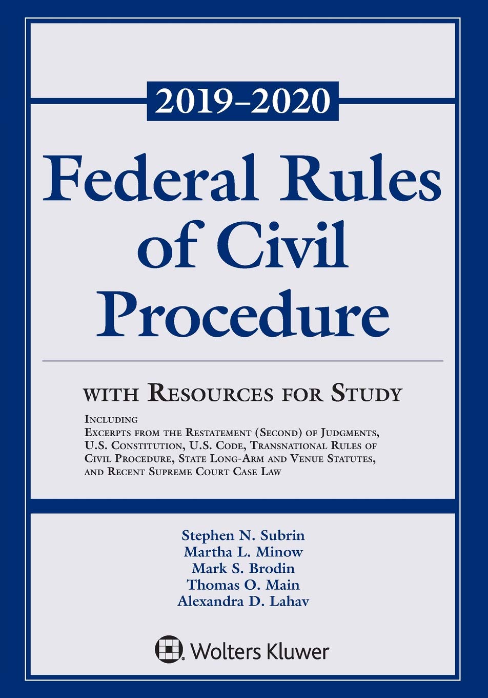 Federal Rules of Civil Procedure with Resources for Study: 20192020 Statutory Supplement (Supplements),Used