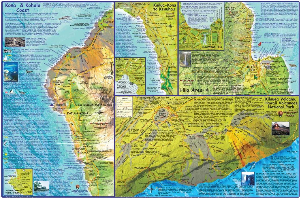 Hawaii The Big Island Adventure Guide Franko Maps Waterproof Map,New