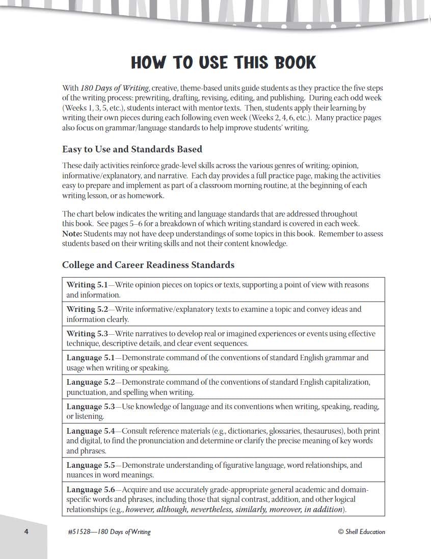 180 Days of Writing for Fifth Grade An EasytoUse Fifth Grade Writing Workbook to Practice and Improve Writing Skills (180 Da,Used