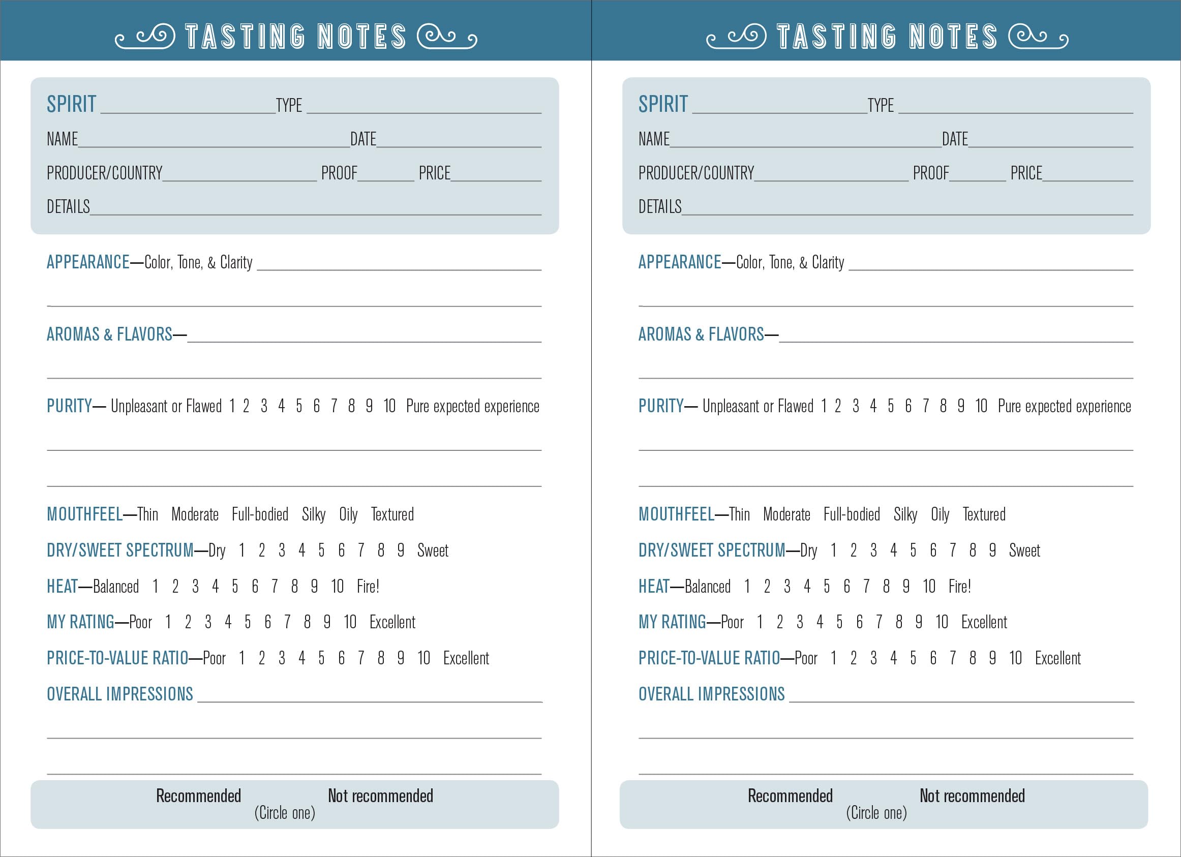Spirits Tasting Journal: A Logbook to Rate, Record, and Remember Spirits,Used