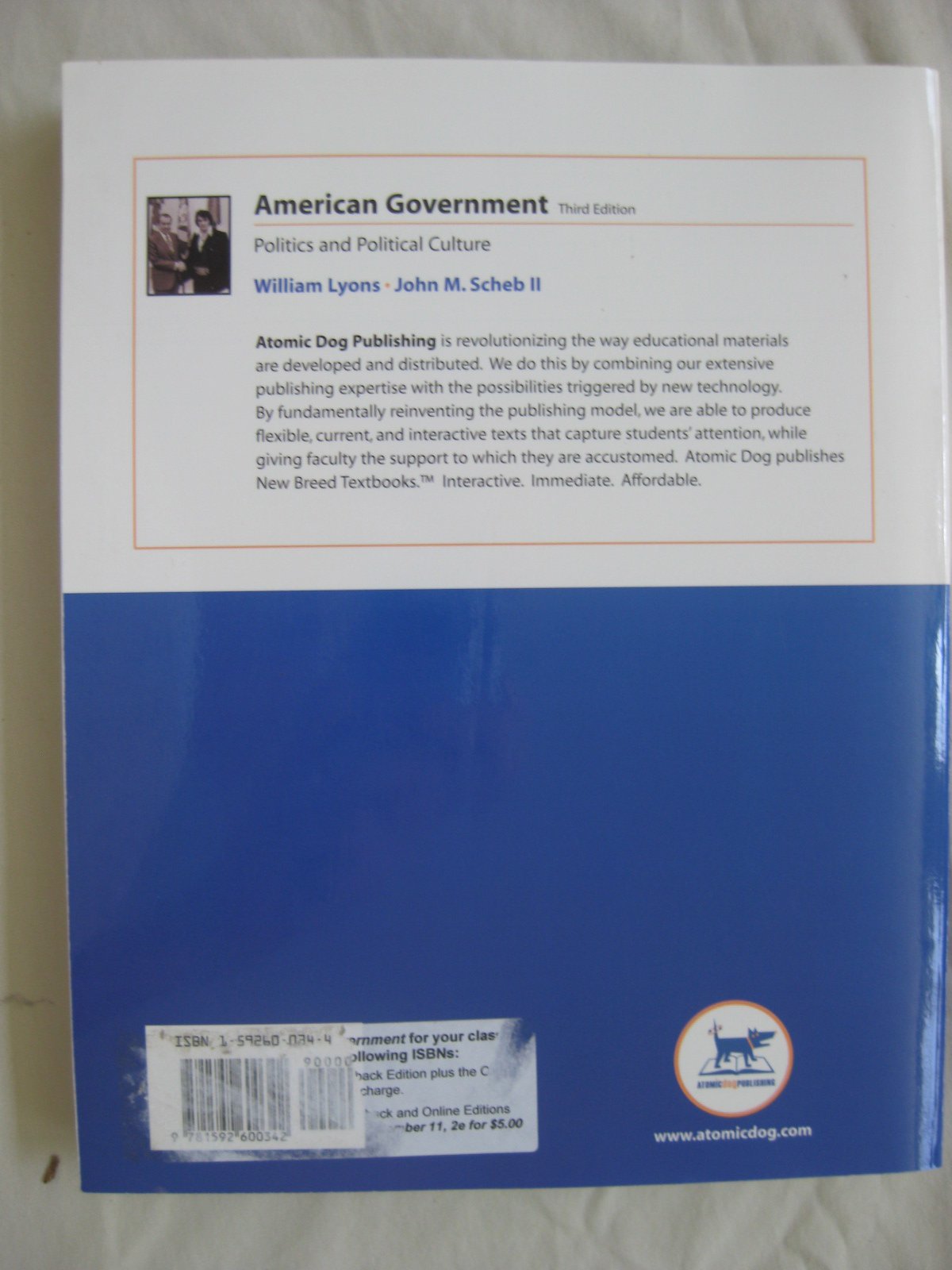 American Government: Politics and Political Culture,Used