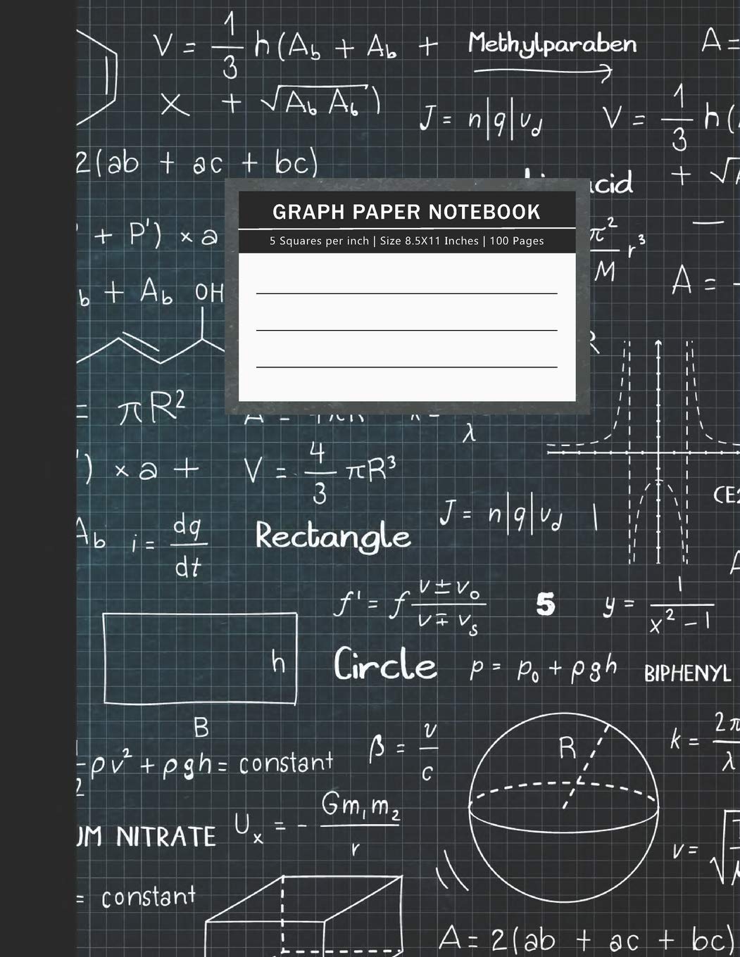 Graph Paper Notebook: 5 Squares per inch Graphing Notebook Quad Ruled Notebook Science & Math Notebook Graph Composition Boo,Used