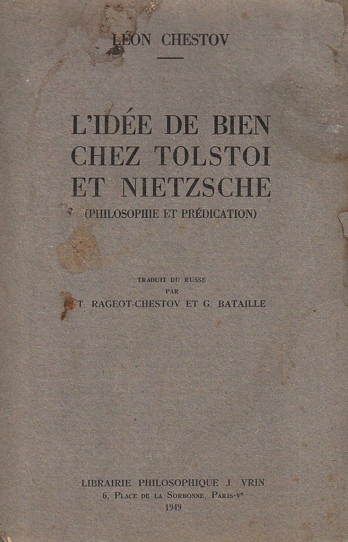 L'Idee de Bien Chez Tolstoi Et Nietzsche: Philosophie Et Predication (Bibliotheque Des Textes Philosophiques) (French Edition),Used