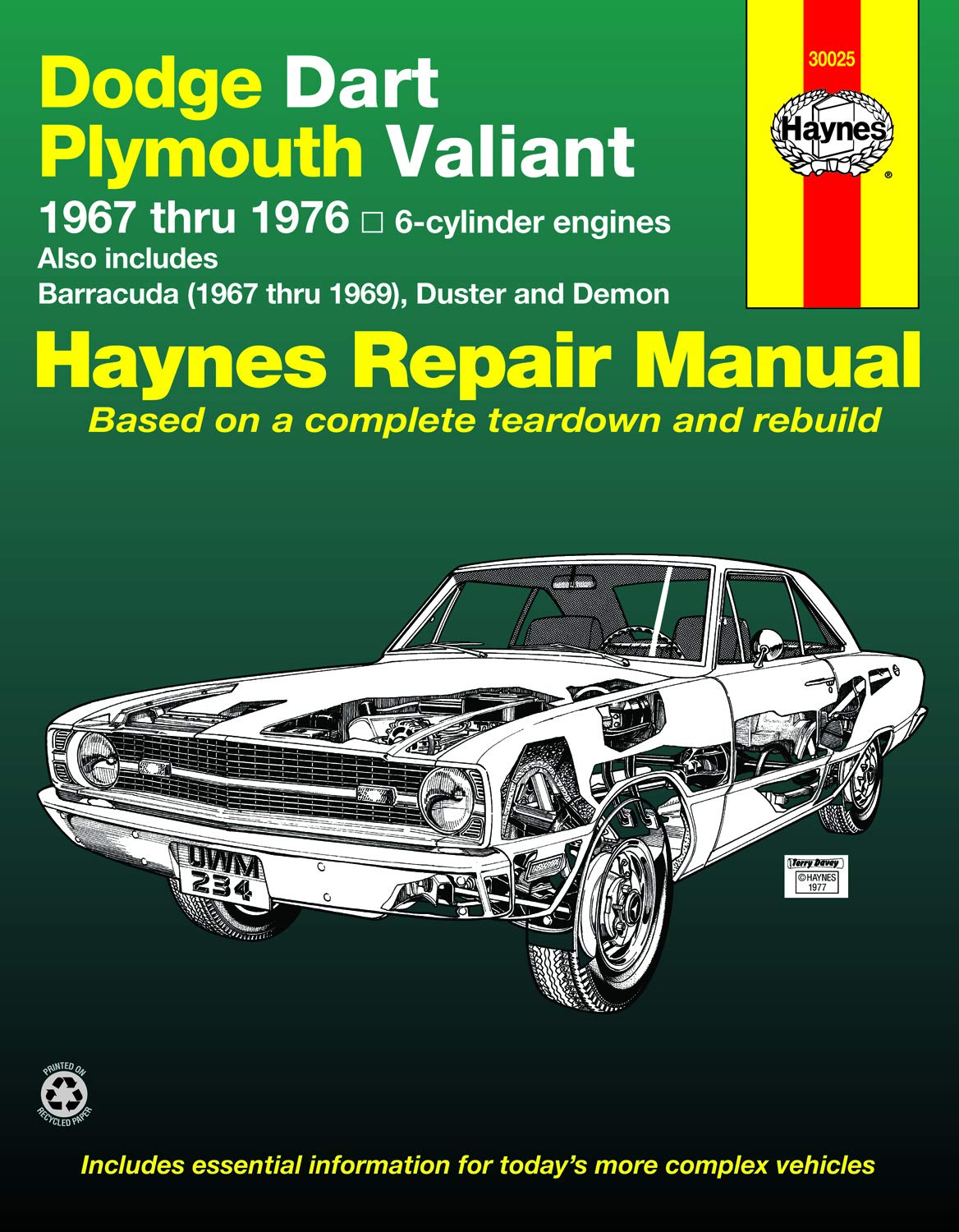 Dodge Dart & Plymouth Valiant covering Dodge Dart, Demon, Plymouth Valiant, Duster with 6 cylinder engines (6776) & Barracuda (,Used