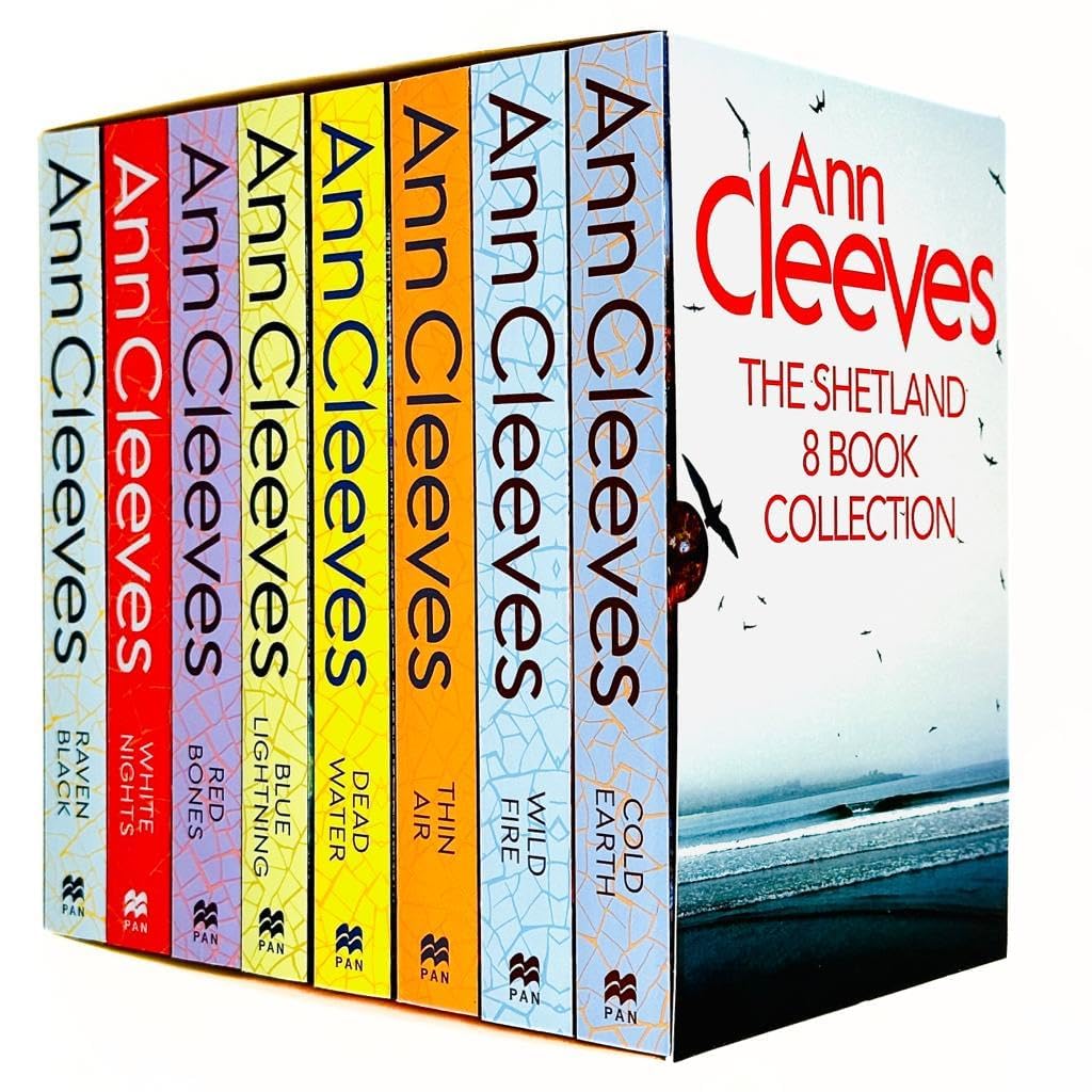 Ann Cleeves Shetland Series 8 Books Collection Set (Raven Black, White Nights, Red Bones, Blue Lightning, Dead Water, Thin Air, ,Used