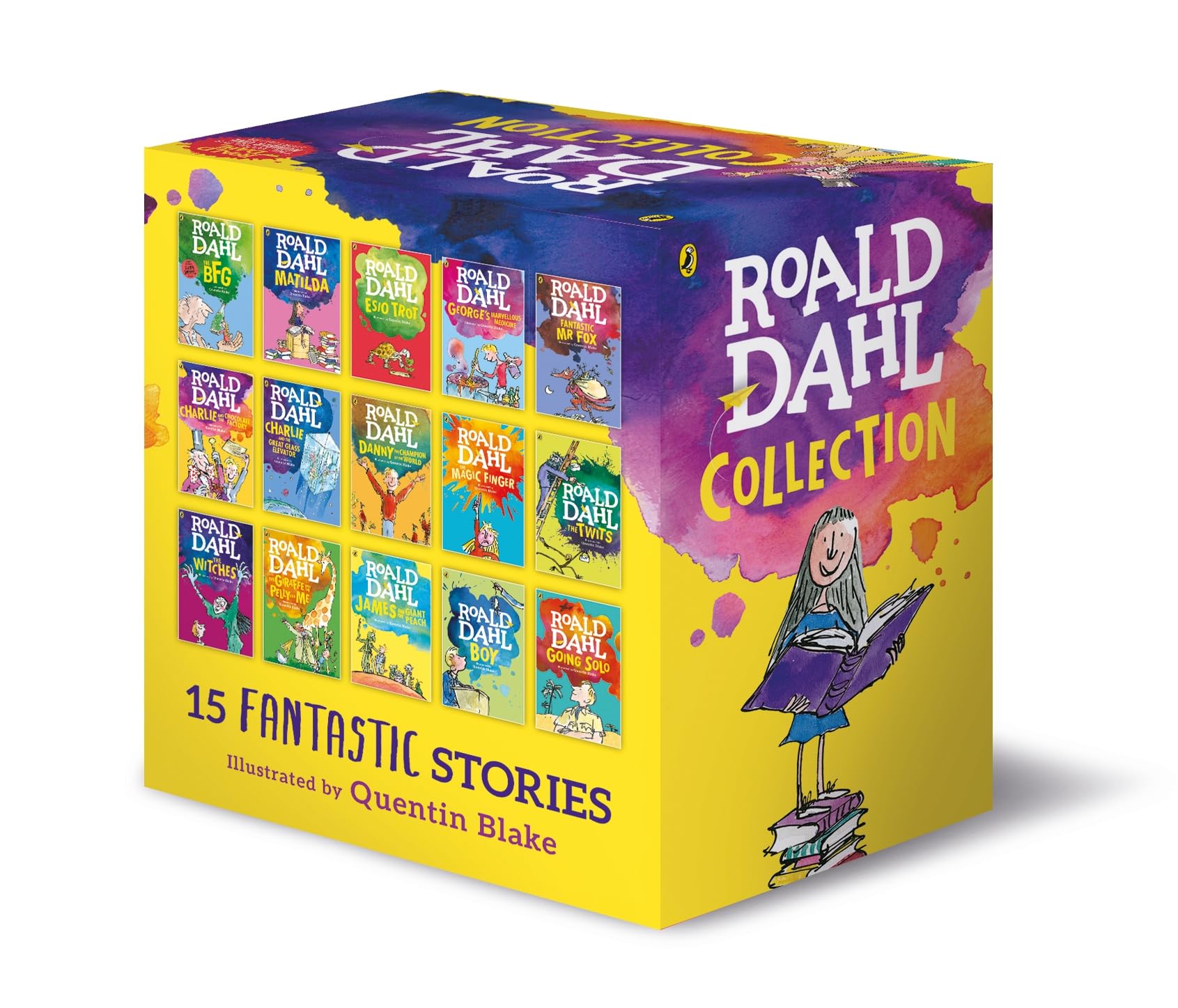 Roald Dahl Collection 15 Fantastic Stories Box Set Including Boy, The Bfg, Matilda And Charlie And The Chocolate Factory,New