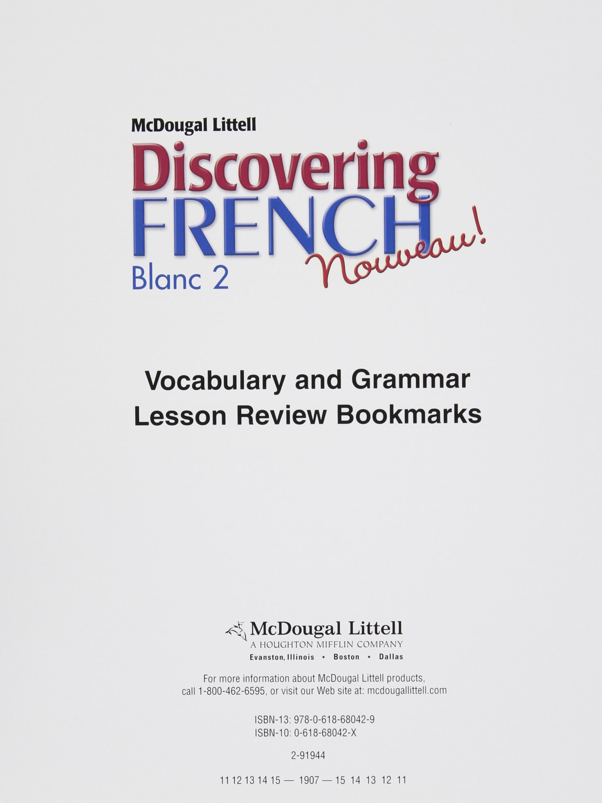 Discovering French, Nouveau!: Activites Pour Tous with Lesson Review Bookmarks Level 2,New