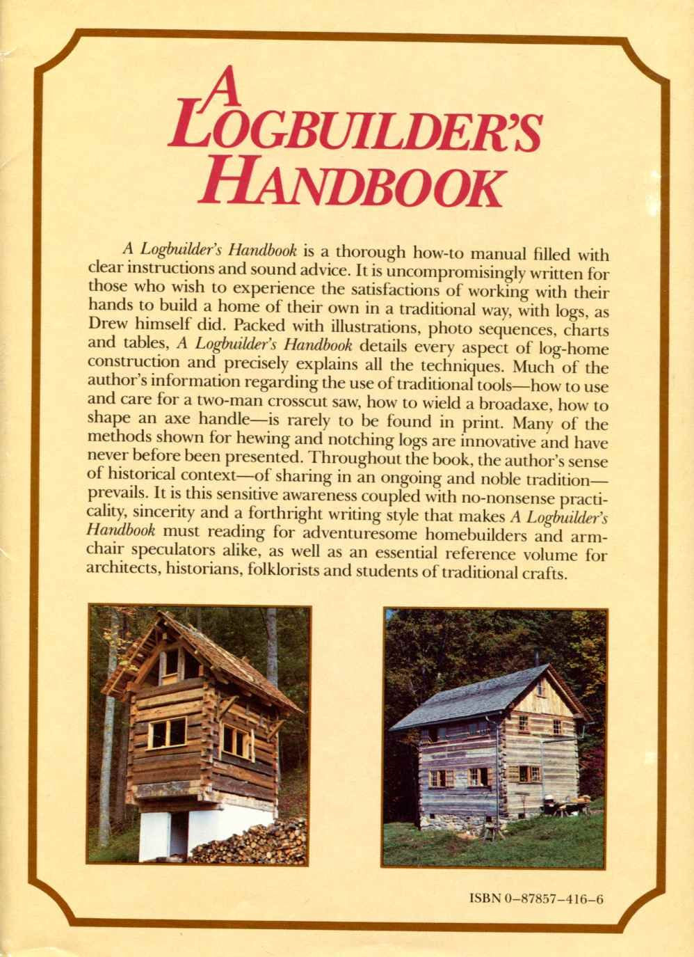 A Logbuilder'S Handbook,Used