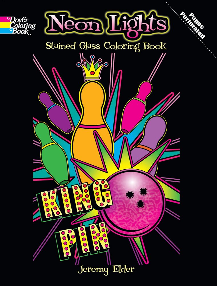 Neon Lights Stained Glass Coloring Book (Dover Stained Glass Coloring Book),Used