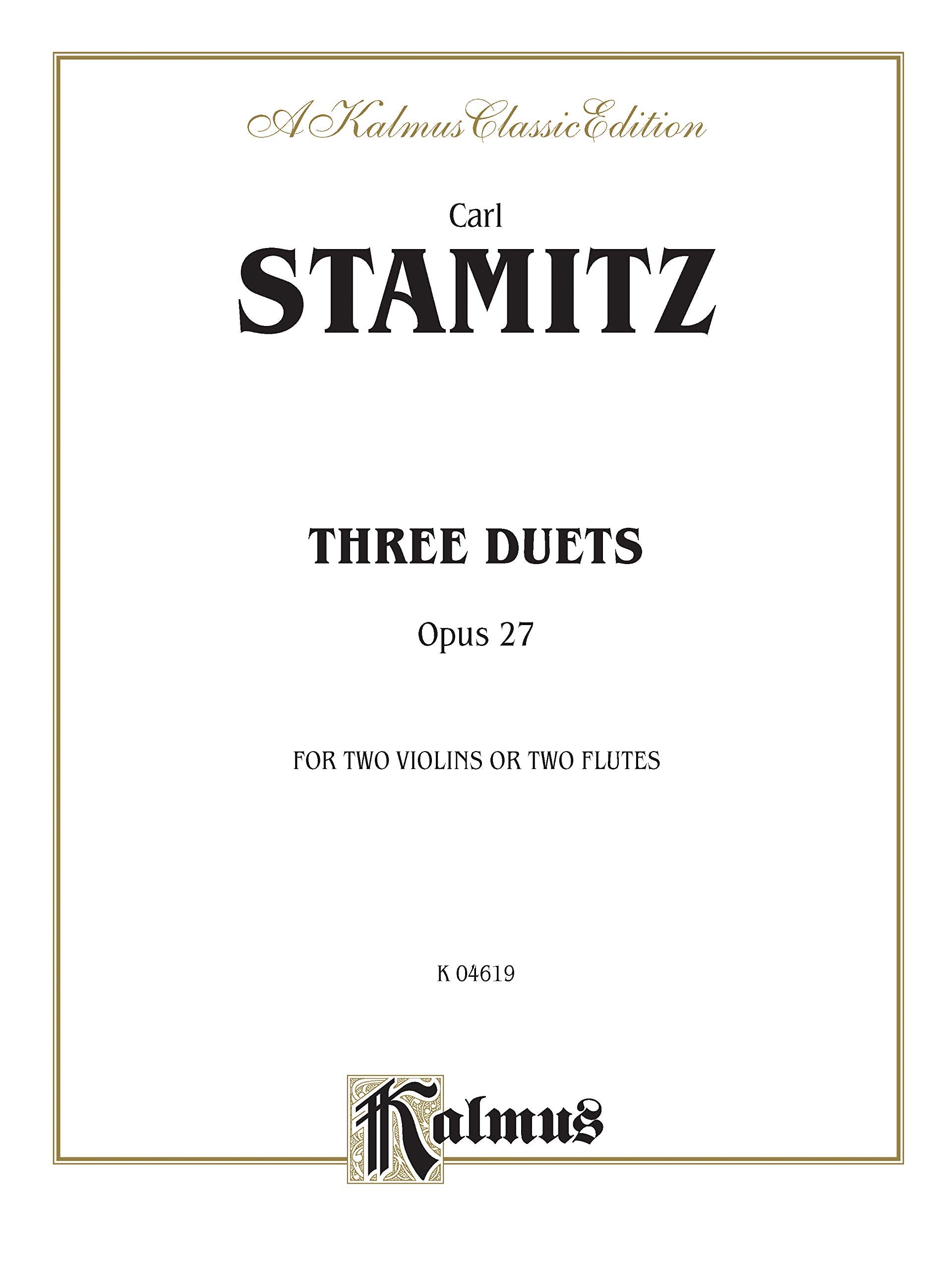 Three Duets, Op. 27: For 2 Flutes (Kalmus Edition),Used