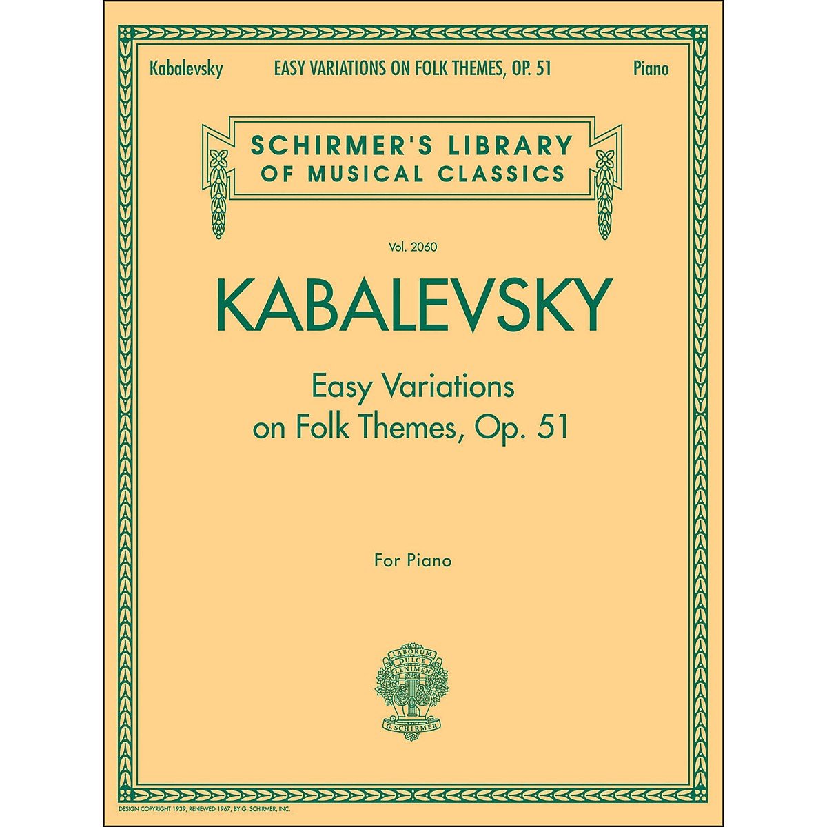 Easy Variations on Folk Themes, Op. 51: Schirmer Library of Classics Volume 2060 (Schirmer's Library of Musical Classics),Used