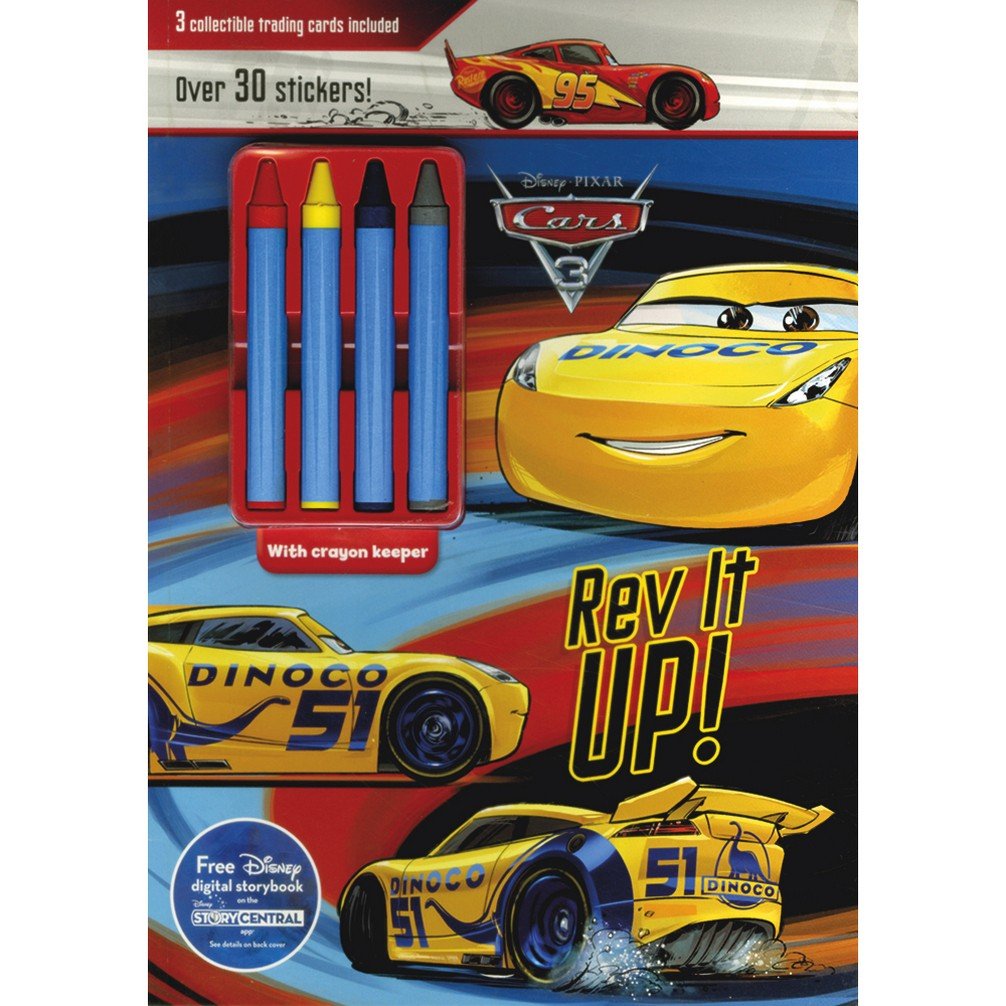 Rev It Up!: 3 Collectible Trading Cards and 4 Crayons Included,Used