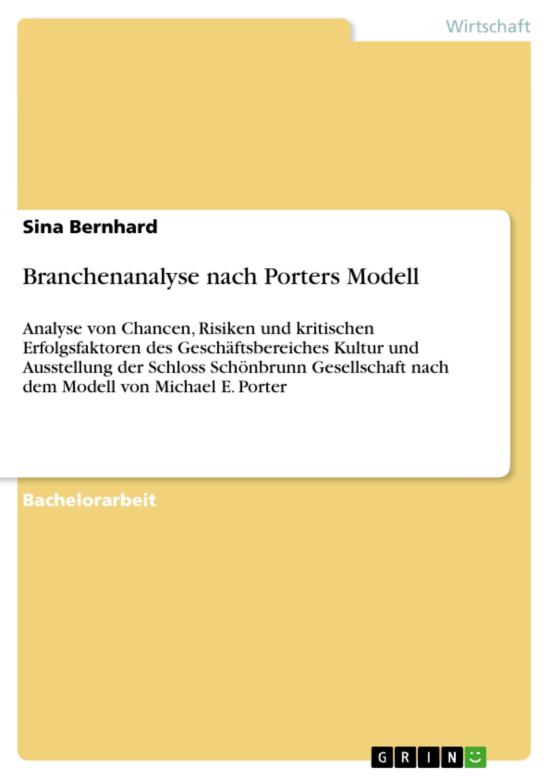 Branchenanalyse Nach Porters Modell: Analyse Von Chancen, Risiken Und Kritischen Erfolgsfaktoren Des Geschftsbereiches Kultur Un,Used