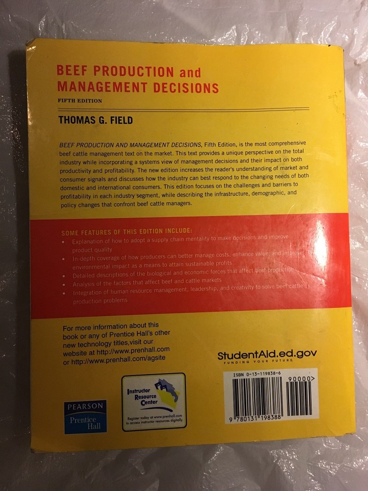 Beef Production Management And Decisions (5Th Edition)-used