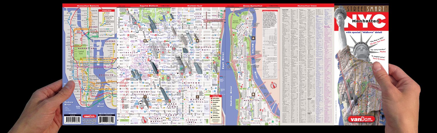 StreetSmart NYC Map Midtown Edition by Van DamLaminated pocket city street map of Manhattan w/ all attractions, museums, sights,New