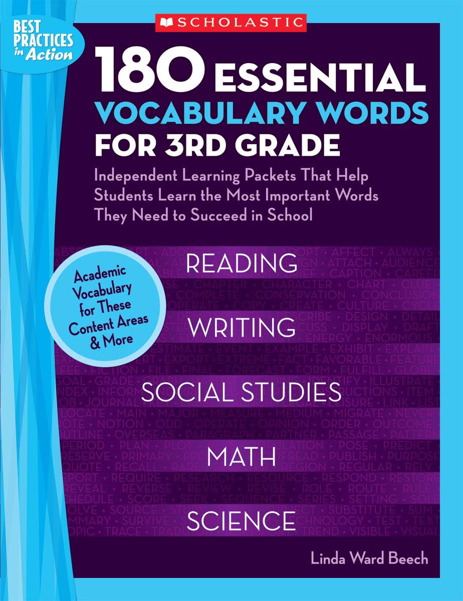 180 Essential Vocabulary Words For 3Rd Grade: Independent Learning Packets That Help Students Learn The Most Important Words The,New