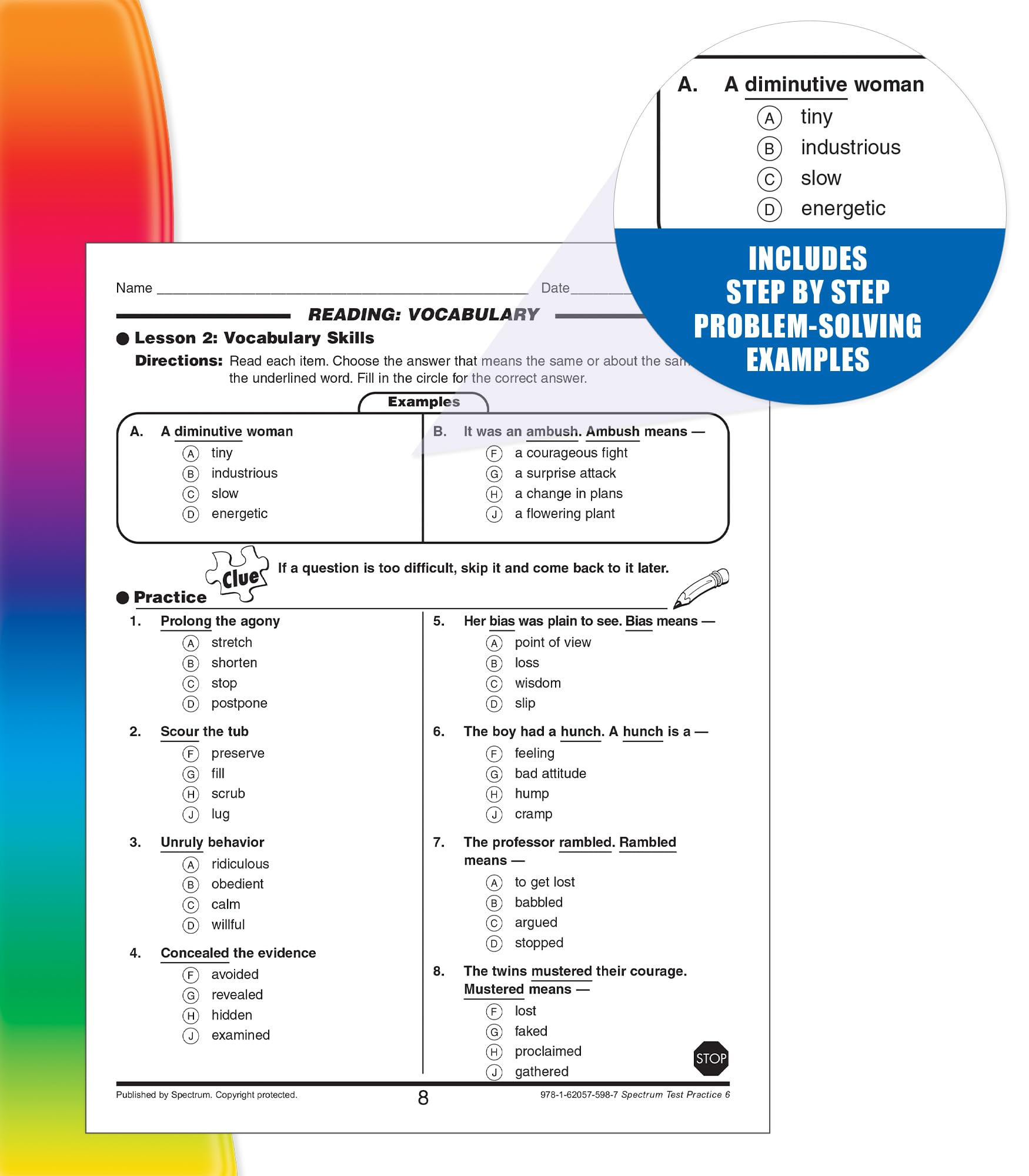Spectrum Test Practice 6th Grade Workbooks All Subjects, Math, Language Arts, Reading Comprehension, Grammar, Spelling, Vocabula,New