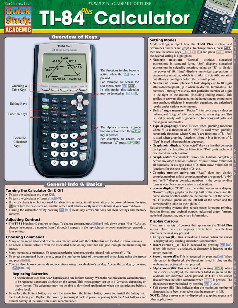 Ti 84 Plus Calculator (Quick Study Academic),New