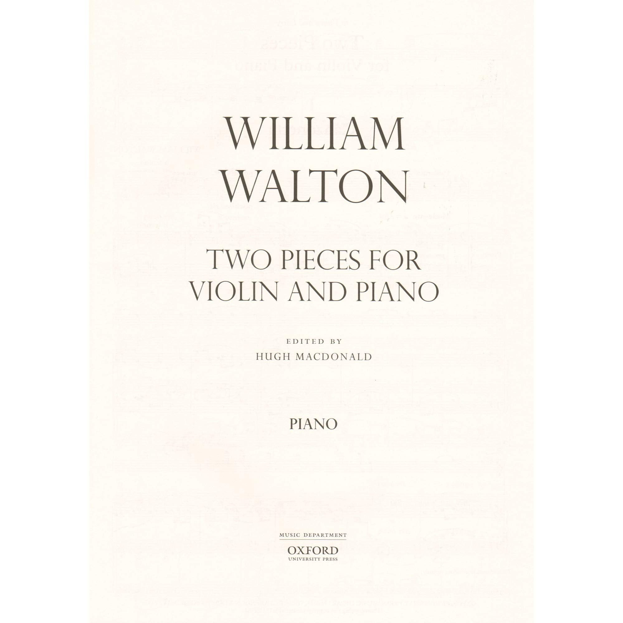 Two Pieces for Violin and Piano (William Walton Edition),Used