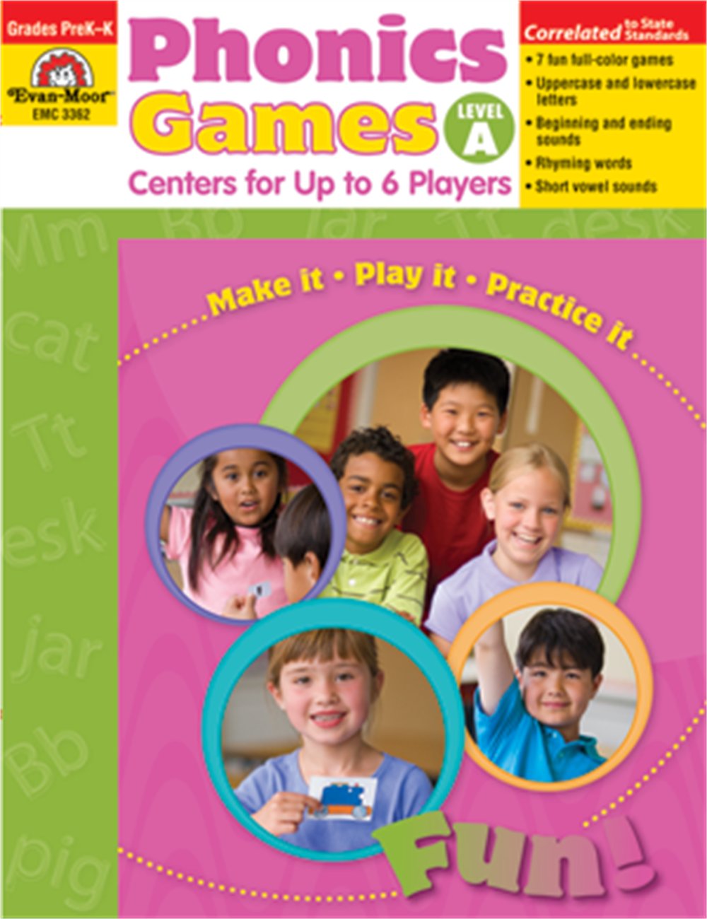 Phonics Games: Centers for Up to 6 Players, Level A,Used