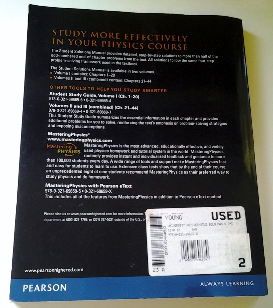 Student Solutions Manual for University Physics Volumes 2 and 3 (chs. 2144),Used
