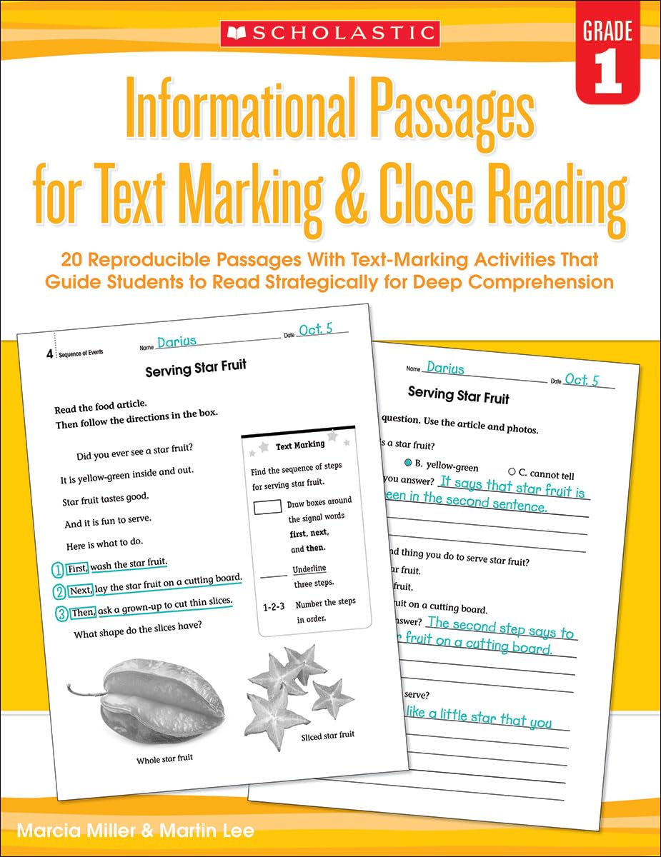 Informational Passages For Text Marking & Close Reading: Grade 1: 20 Reproducible Passages With Textmarking Activities That Gui,New