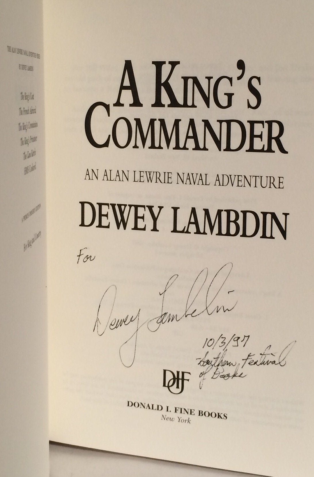 A King's Commander (Alan Lewrie),New